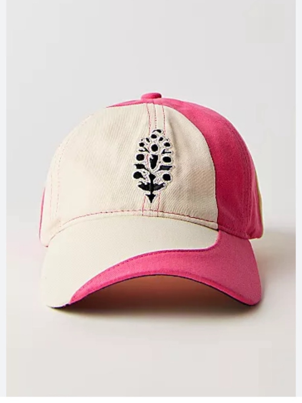 FP Movement by Free People Pink and Cream Embroidered Baseball Cap